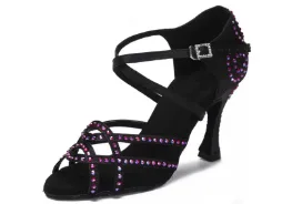 Zapatos de baile Tiras Strass Negro Málaga