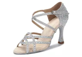 Zapatos de baile Tiras Strass Plata Málaga